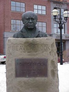 Lord Beaverbrook's bust in the Newcastle Town Square.
